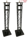 (2) Black 5.7 ft DJ Lighting Truss Light Weight Dual Totem System+Speaker Mounts