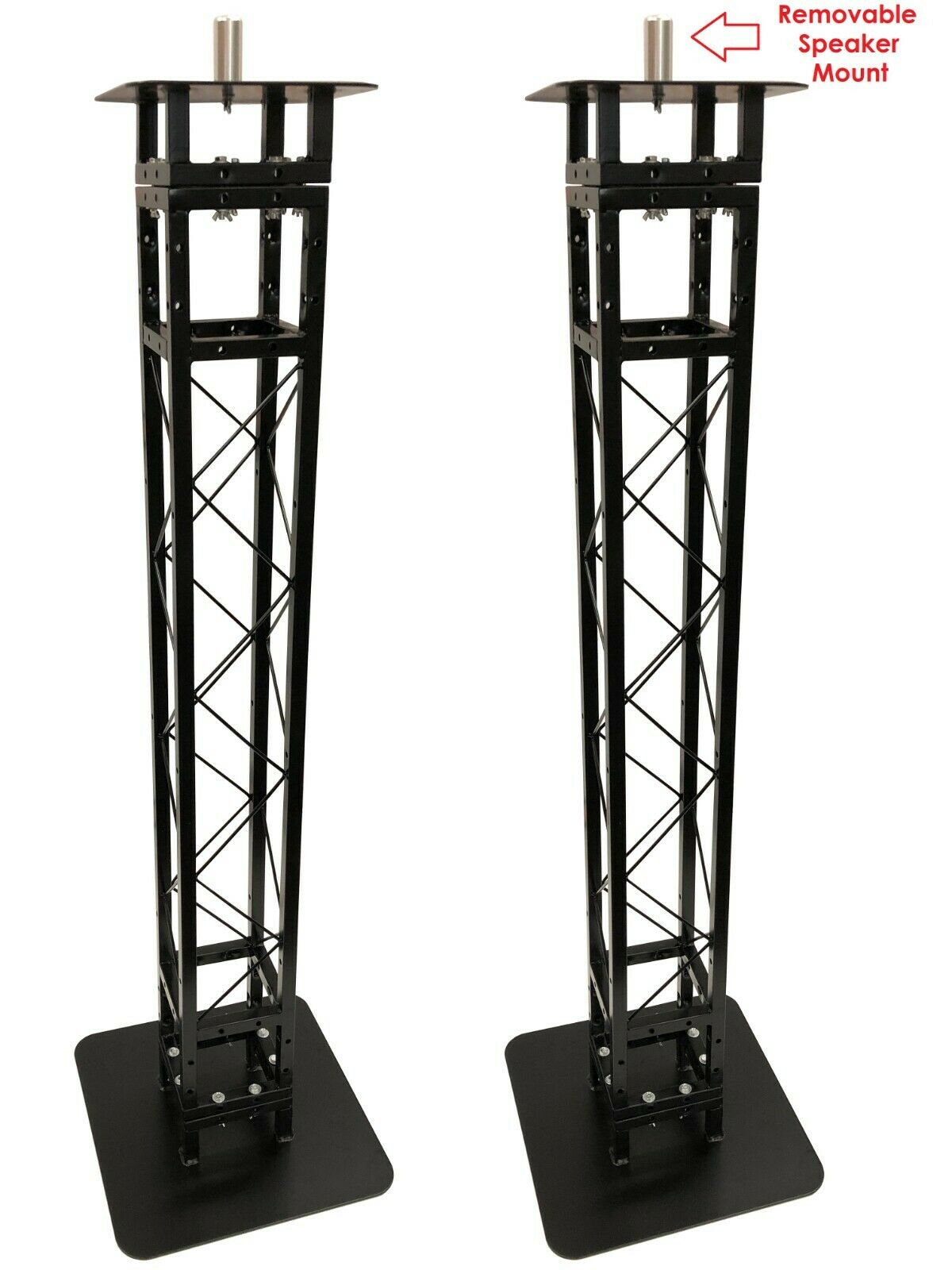 (2) Black 5.7 ft DJ Lighting Truss Light Weight Dual Totem System+Speaker Mounts