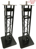 (2) Black 4 ft. DJ Lighting Truss Light Weight Dual Totem System+Speaker Mounts