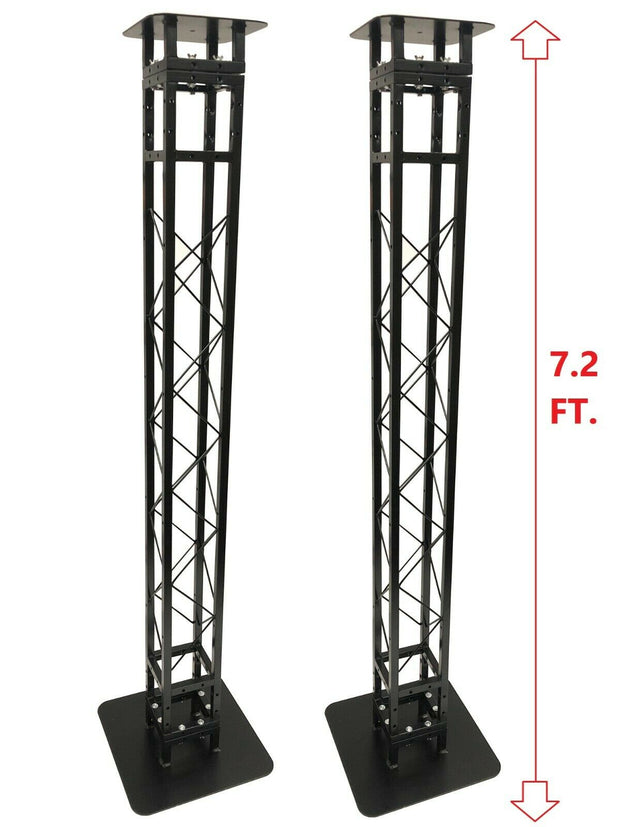 (2) Black 7.2 ft DJ Lighting Truss Light Weight Dual Totem System Trussing Tower