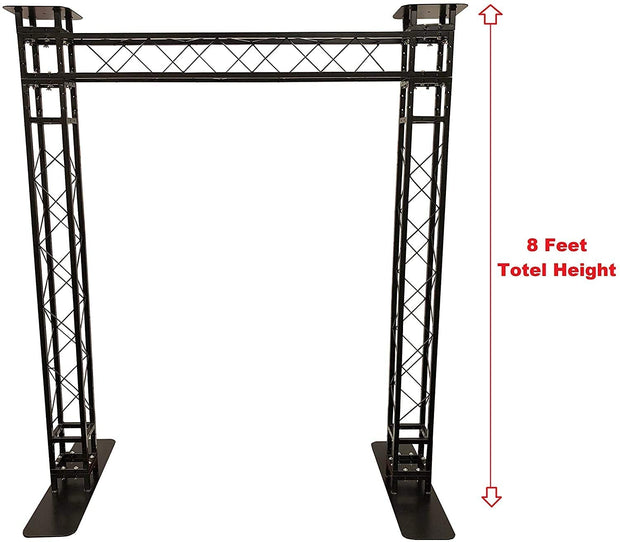 8 ft. Height Black Square Arch Truss System Kit Mobile Portable DJ Moving Head With extra 12"x12" Top Plates For Moving Head Lights
