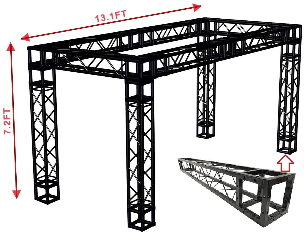 Black Truss Exhibition Booth KIT 13 ft Width/ 7.2 ft. Height Mobile Portable DJ Lighting System