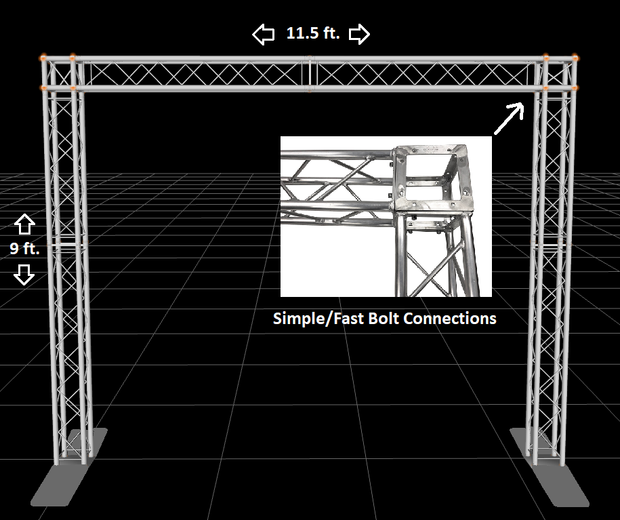 Aluminum Truss Goal Post 11.5 ft Wide Portable DJ Lighting System Bolt Connect