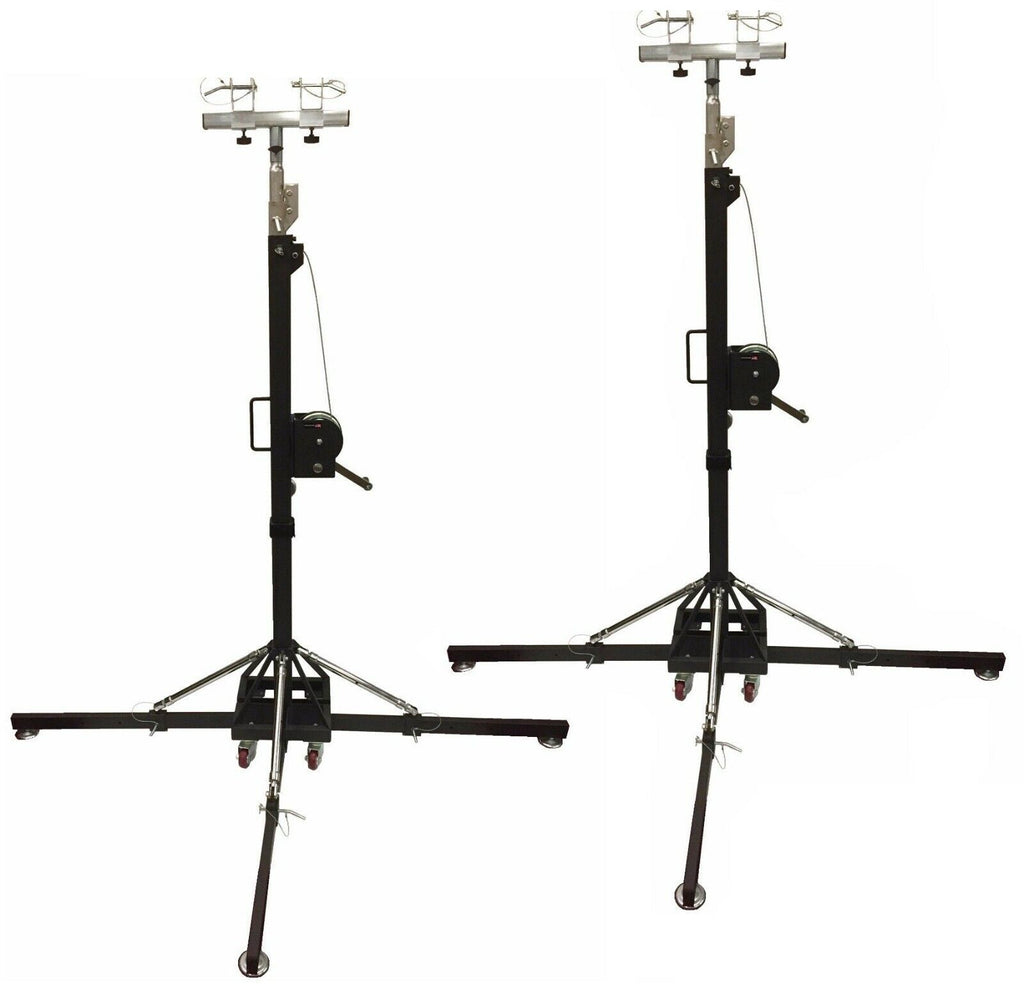 Two BIG-BOY 17Ft Heavy Duty Tower Lifter Crank Lighting DJ Concert Stand W/Outriggers