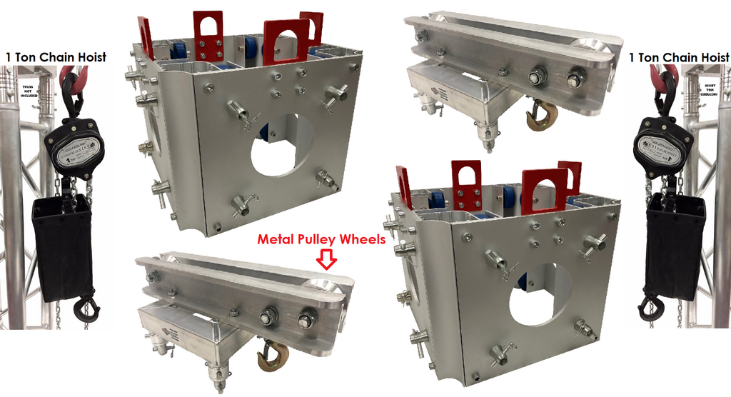 (2)Square Box Truss Sleeves+(2) Ground Support Top Sections+(2)1 Ton Chain Hoist
