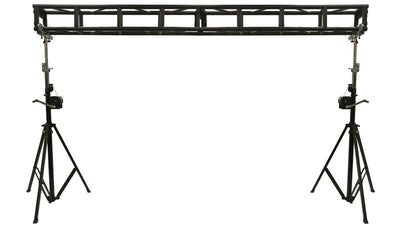 13 ft. Span Black Bolted 300mm x 300mm Aluminum Truss Two 14ft. Crank Up Stands