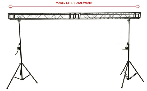 Two 10' Crank Up Stands With 13 ft Span Square Black Box Truss Segments Package