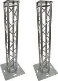 (2) Two 2 Meter 6.56 ft DJ Lighting Aluminum Truss Totem System With Jumbo 26"x26" Bases Light Weight Dual Totem System Moving Head