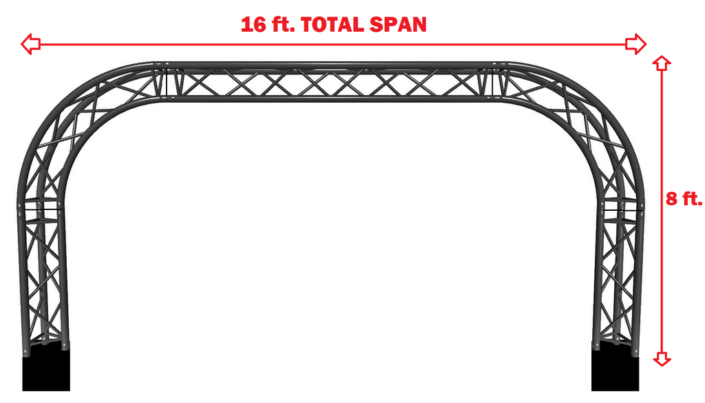 Black Triangle Truss Arch Kit 16 FT. Span Mobile Portable DJ Lighting System Rounded Metal