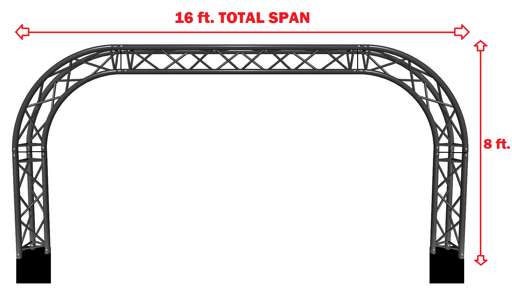 Black Triangle Truss Arch Kit 16 FT. Span Mobile Portable DJ Lighting System Rounded Metal